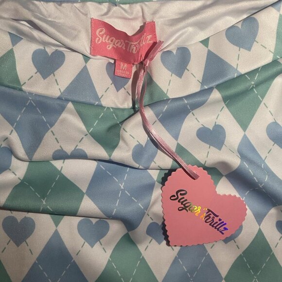SOLD NWT Sugar Thrills Argyle Heart Skater Mini Skirt Dolls Kill M (with extra!) - Picture 5 of 11